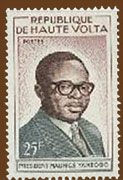 le premier président du Faso, Maurice Yaméogo, sur un timbre